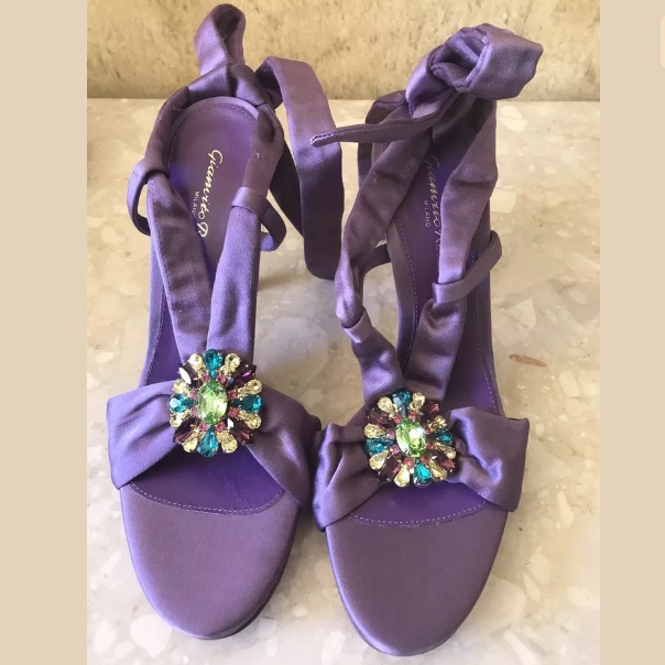 Sergio Rossi Open Toe Embellished Lace Up Heels 38